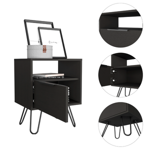 Augusta Nightstand Single Door Cabinet Hairpin Legs <b>Black</b> <b>Side</b> <b>Table</b> End <b>Table</b> - Product Image 3
