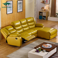 Modern köşe recliner, inci mor deri köşe recliner kanepe cum yatak, oturma odası kanepeleri deri lüks köşe recliner