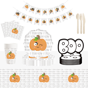 DAMAI Pumpkin Halloween-themed Paper Plates, Boo Paper Plates Set, Disposable Paper Plate Set - Product Image 1