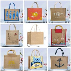 Hot Sale Durable <b>Large</b> Capacity Jute Shopping <b>Bags</b> Portable Customized Logo Printing Hemp Tote <b>Bag</b> - Product Image 5