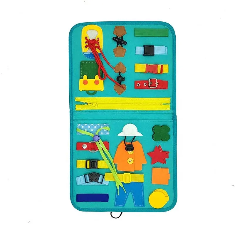 Early Education Toys basic activity boards green busy board felt toys felt busy basic skills activity board