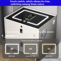 Table de chevet intelligente avec panneau de commande tactile, verre trempé, chargeur sans fil, interrupteur à intensité variable LED pour meubles de chambre