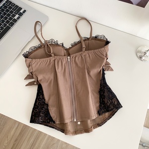 Top Corsé Sexy de Verano para Mujer, con Encaje y Malla, Tirantes Finos, Diseño Transpirable - Product Image 5