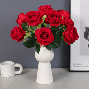 Festa della mamma velluto rosa all'ingrosso <span class=keywords><strong>di</strong></span> alta qualità singolo gambo lungo eterno <span class=keywords><strong>raso</strong></span> Rose <span class=keywords><strong>di</strong></span> velluto testa <span class=keywords><strong>fiori</strong></span> artificiali rosa - Product Image 6