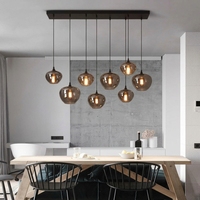 Lampe suspendue en verre soufflé à la main, style nordique moderne, pour îlot de cuisine, restaurant, décoration, boule de verre gris fumé