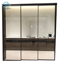 Puerta Corredera Plegable de Aluminio Negro Moderno con Vidrio para Cocina y Comedor, Puerta Interior Personalizada