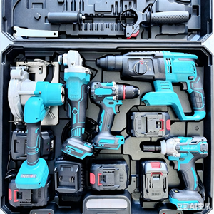 Kit combiné d'outils électriques à vitesse variable au lithium-ion, perceuse, clé à chocs, marteau rotatif, <span class=keywords><strong>meuleuse</strong></span> d'angle, scie circulaire, moteur sans balais, 21V - Product Image 1