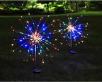 Lampu Bunga Kembang Api Tenaga Surya Plastik Tahan Air IP65 Dapat Diisi Ulang Dapat Diredupkan 70cm+24cm LED 8 Fungsi Putih Hangat Natal