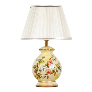 Lampada da Tavolo Classica Americana con Vaso in Ceramica, Lampada da Lettura per Soggiorno e Camera da Letto, <span class=keywords><strong>Paralume</strong></span> in Tessuto - Product Image 6