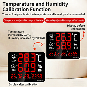 Layar LED Dinding Baru, Termometer Digital, Higrometer, Pengukur Suhu Kelembapan, Jam Alarm, USB, OEM, Plastik - Product Image 4
