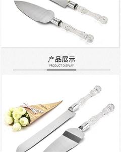 2-Piece Disposable Stainless Steel Pizza Wedding <b>Cake</b> Knife Set Crystal Handle Serrated Bread Toast Cutter Baking <b>Cake</b> <b>Tools</b> - Product Image 6