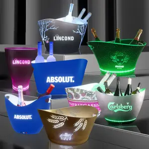 Lincond различные светодиодные ведра для льда, шампанское, пивной охладитель, щипцы, ведро для льда с перезаряжаемой батареей, пластиковые ведра