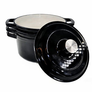 Vente directe d'usine de batterie de <span class=keywords><strong>cuisine</strong></span> en fonte émaillée 3 pièces, casseroles en fonte émaillée noire, ustensiles de <span class=keywords><strong>cuisine</strong></span>, cocotte en fonte - Product Image 4