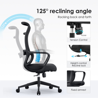 Chaise de bureau ergonomique robuste en maille noire pour ordinateur, idéale pour les managers - Mobilier de bureau Silla Oficina