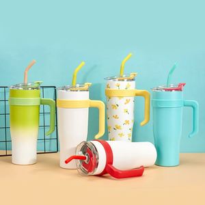 Vaso Térmico Personalizado de Acero Inoxidable 304 de 40 oz con Asa y Tapa con Pajita - Product Image 1