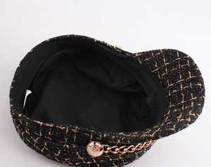 Elegante Grade Ferro Bordado Boina Cap para Mulheres e Homens Moda Casual Fiddler Cabbie Baker Destaque Film Cuff Beret - Product Image 5