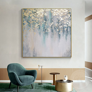 Pintura acrílica abstracta enmarcada con textura mixta de arena de sílice verde azul personalizada grande moderna para el hogar, Hotel, oficina, Arte de la pared Decoración - Product Image 3