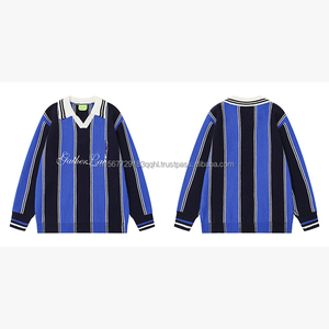 เสื้อผ้าแนวเทรนด์เซ็ตเตอร์ประจำฤดูใบไม้ร่วงปี 2026 ดีไซน์นิวเจอร์ซีย์ ลายปักวินเทจ แถบสีตัดกัน ปกเสื้อแบบลา펠 สไตล์ลำลอง สปอร์ตแวร์เนื้อผ้านุ่มถัก - Product Image 2