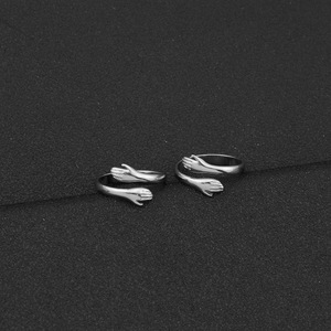 2026 New Temperament Niche Design Embrace The Shape <b>Ring</b> <b>Silver</b> Plated Simple <b>Adjustable</b> Unisex's Trendy <b>Rings</b> Wholesale Jewelry - Product Image 5