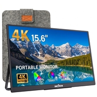 Moniteur portable 4K de 15,6 pouces compatible avec les ports USB-C doubles, large compatibilité pour les smartphones, tablettes et appareils numériques