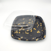 JY-83127 Barquette carrée en plastique jetable pour sushis, emballage pour repas à emporter, boîte d'emballage pour sushis avec couvercle anti-buée