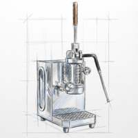 Machine à café à levier manuel avec base en bois, machine à expresso à levier manuel