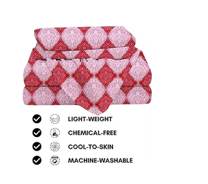 Phong cách lạ mắt Thiết kế đẹp cotton pha trộn Nữ Hoàng bedsheet với 2 gối bao gồm Maroon 90x85 inch mềm bền và thanh lịch bộ đồ giường - Product Image 5