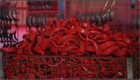 Raccord de tuyau en fonte ductile rainuré, revêtu d'époxy rouge, taille personnalisée FM UL, pour système d'extinction d'incendie