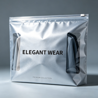 Sac à fermeture éclair coulissante en argent métallisé givré avec fenêtre transparente pour l'emballage de vêtements de luxe, costumes, vêtements