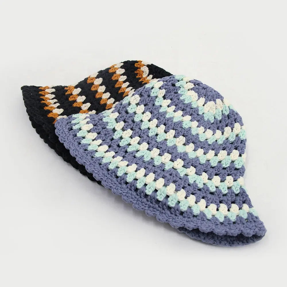 High Quality Custom Logo Handmade Crochet Dome Fisherman Bucket Hat For Women And Men