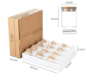 <span class=keywords><strong>Set</strong></span> di 12 Barattoli in Vetro con Coperchio in Bambù e Chiusura Ermetica in Cotone Perlato per Conservazione in Cucina - Product Image 4