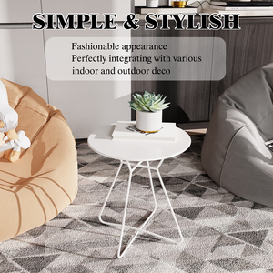 Tavolino rotondo <span class=keywords><strong>in</strong></span> metallo da 17,72 pollici, elegante tavolino da banchetto con cuscino <span class=keywords><strong>in</strong></span> <span class=keywords><strong>plastica</strong></span> per uso interno ed esterno - Product Image 4