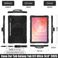 Coque robuste antichoc en silicone pour Samsung Galaxy Tab S11 Ultra 14,6 pouces 2025 – Étui robuste avec sangle intégrée, emplacement pour stylet et béquille