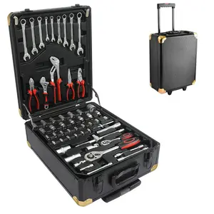 Tool Box With 181 PCS Tools Aluminum Tool Kit With Rolling Tool Box House Repair Kit Set For Home/Auto Repair Tool Set