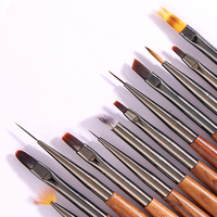 Ensemble de 12 pinceaux ovales de luxe en nylon pour nail art, manche en bois, outils de manucure effet ombré pour stylos de peinture à ongles UV/gel/acrylique