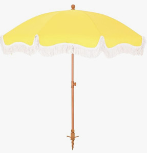 Parasol de patio bohème à franges avec motif bois, bouton d'inclinaison et protection UV, imperméable pour jardin/plage/terrasse - Product Image 5