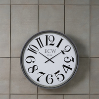 Vente chaude Moderne Simple Unique Horloge Murale Creative Antique Métal Argent Décoratif Horloge Numérique OEM/ODM Mouvement Étape En Plastique