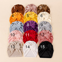 Bonnet noué de couleur unie pour bébés filles grand nœud Turban bonnets pour bébés enfants épais chaud extérieur Bonnet casquettes garçons chapeau d'hiver