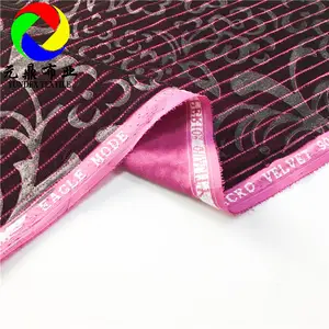 微型天鹅绒3D压花聚酯条纹韩国微型天鹅绒9000面料，用于布，沙发，围巾和Durag