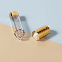 Flacon pompe cosmétique sans air de luxe en plastique argenté, doré ou noir de 10 ml et 20 ml pour sérums, essences, soins de la peau et shampoings