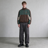 Blouson Bomber Homme Color Block Imperméable Coupe-Vent Col Montant Fermeture Éclair Intégrale Logo Brodé Léger Streetwear Vêtement d'extérieur
