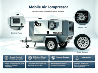 Kompresor Udara Sekrup Diesel MZG330 Portabel 330 Cfm Berpelumas untuk Pertambangan, Sandblasting, Pengeboran, Dapat Disesuaikan