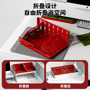 Desktop Bookshelf Folding <b>Storage</b> <b>Box</b> Multi Layer Office Desk Organizer Student Stationery <b>Storage</b> Tool - Product Image 2