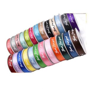 Cinta de satén de seda lisa de poliéster RPET 100% de doble cara, personalizada, ecológica, con logo impreso, rollo MR LD001 196, venta al por mayor de fábrica - Product Image 1
