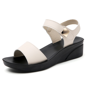 Nouvelles sandales décontractées en cuir pour femmes, collection été 2026, à semelle épaisse et souple, compensées, antidérapantes, rehaussantes - Product Image 2