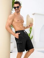 SILKWORLD Short de bain pour homme 9 pouces à séchage rapide avec doublure en mesh, poches et cordon de serrage