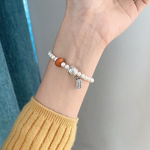 Bracelet en écaille de tortue givré, argent pur, ambre, bijoux pour femmes, cadeau, style chinois traditionnel - Product Image 2