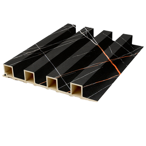 Thiết kế hình học hiện đại phát triển nhanh WPC wallboard <span class=keywords><strong>Net</strong></span> Red PVC nhựa gỗ lưới tản nhiệt tấm Tường cho studio nền trang trí - Product Image 1