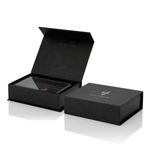 Black cardboard packaging boxes logo custom magnetic lid storage gift box with magnet closure lid storage box with clear window