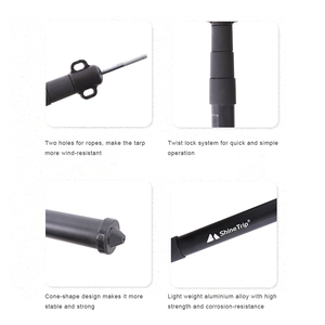Postes de lona ajustables de aleación de aluminio, varillas de tienda ligeras telescópicas portátiles para acampar, mochilero, senderismo, Camping - Product Image 5